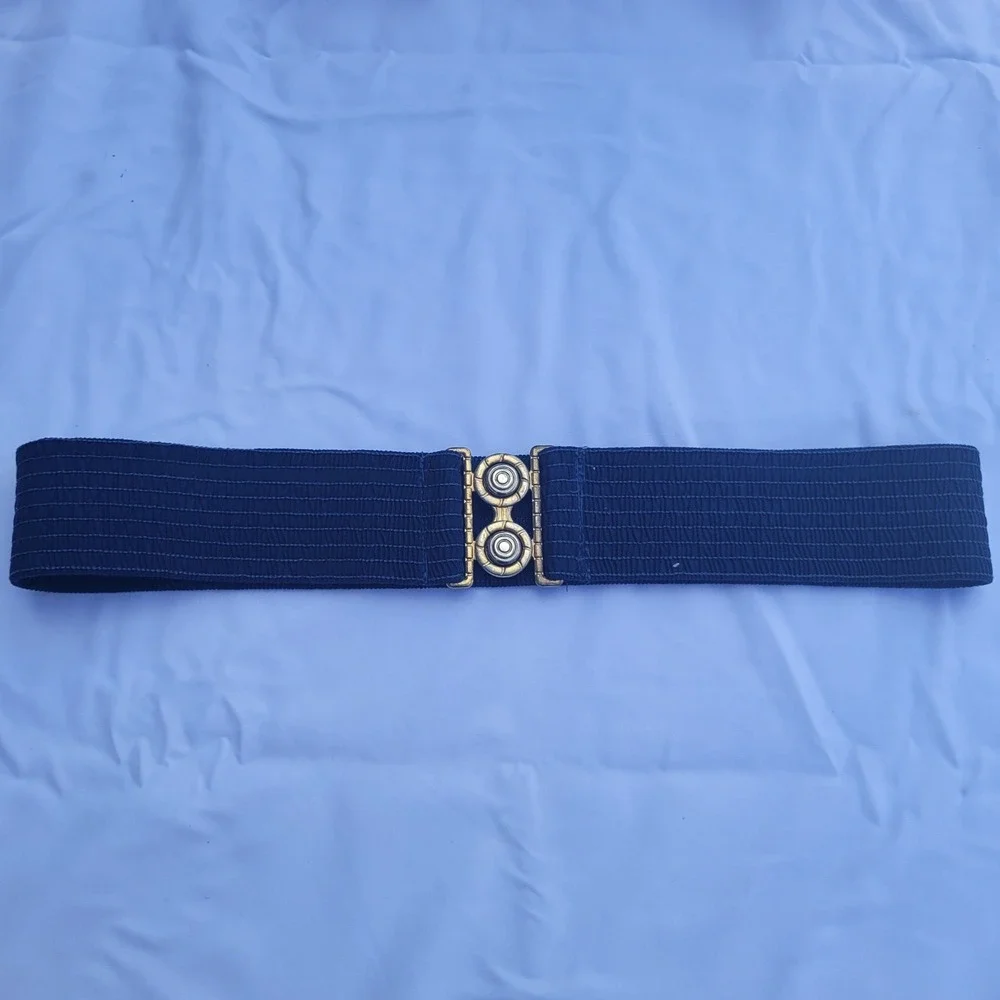 Vintage Style Blue Elastic Cinch Belt Lot of 4 Western Concho Denim Navy Small